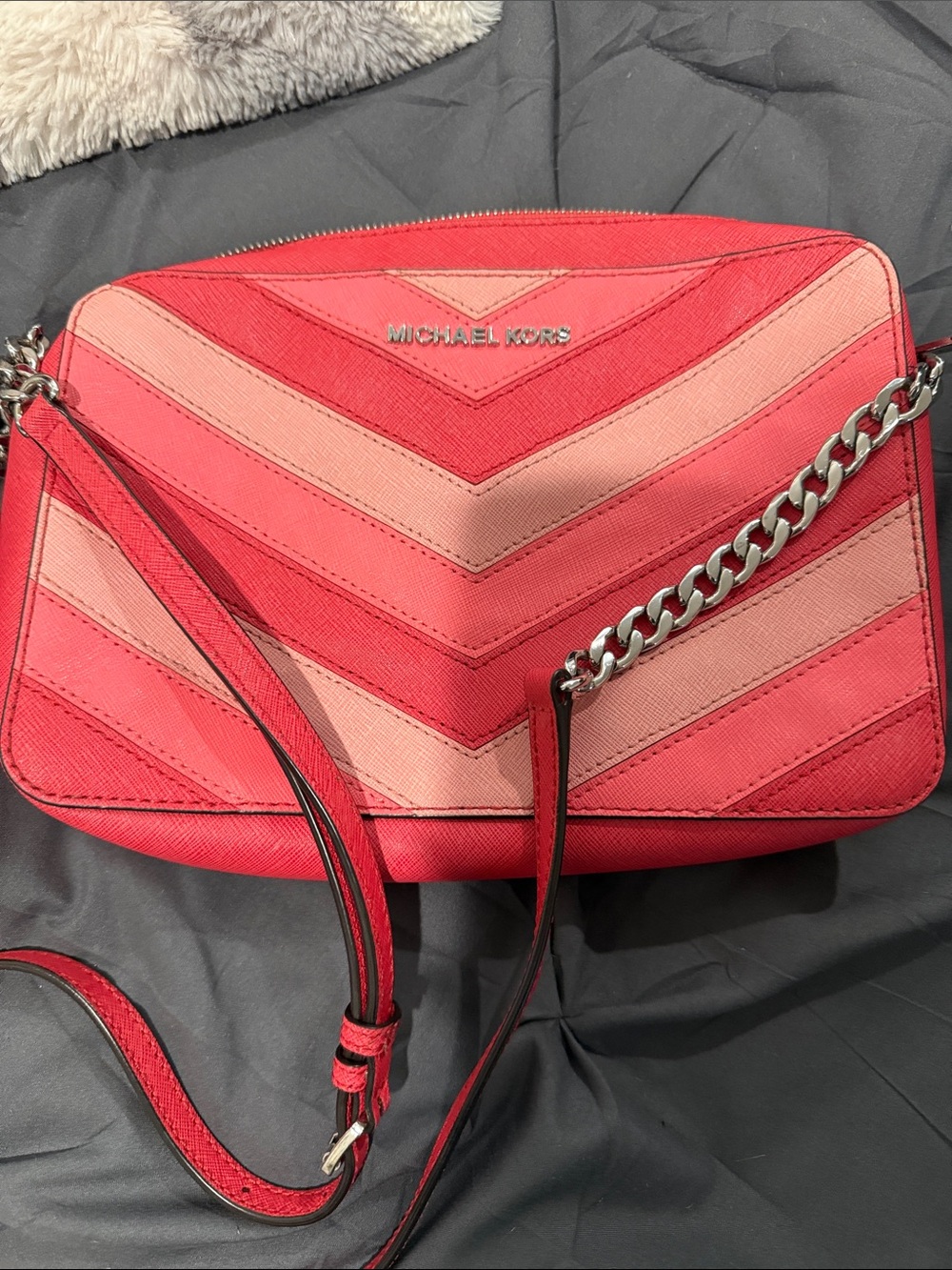 Michael Kors Two-Tone Pink Chevron Crossbody